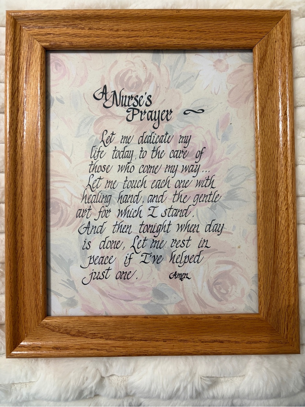 Framed 'A Nurse's Prayer' Wall Art in Oak-Tone Wood Frame